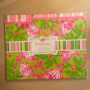 NEW Lilly Pulitzer set of 6 file folders with labels “Cabanarama” pattern